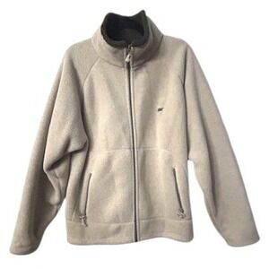 American Eagle Men's Large Fleece Jacket Beige Cozy Cabin Athletic Outdoor Hiker